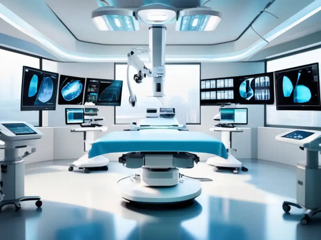 Quirófano moderno con tecnología avanzada Acciones dispositivos médicos rentables en sala de operaciones moderna mostrando tecnología avanzada