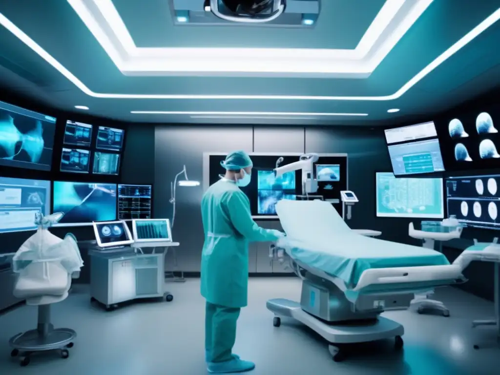 Sala de operaciones moderna con tecnología avanzada Acciones: Dispositivos médicos rentables en moderno quirófano con tecnología avanzada y cirugía precisa