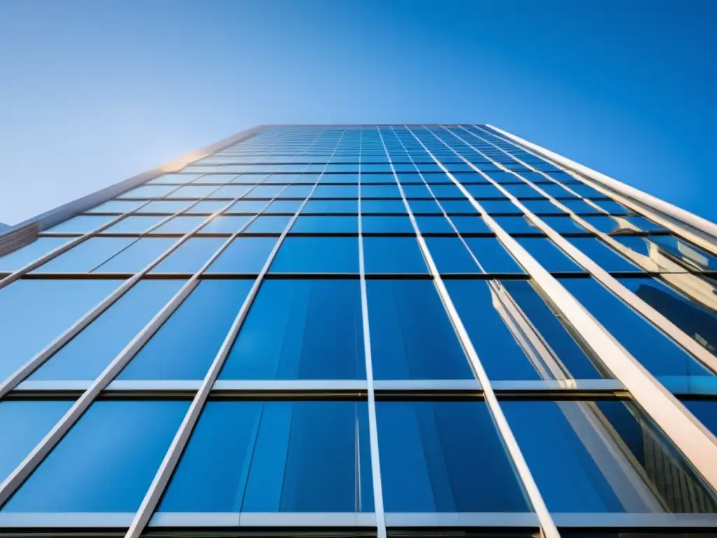 Edificio de oficinas moderno y elegante Guía invertir acciones financieras: Edificio moderno simboliza éxito y oportunidades en el mundo financiero
