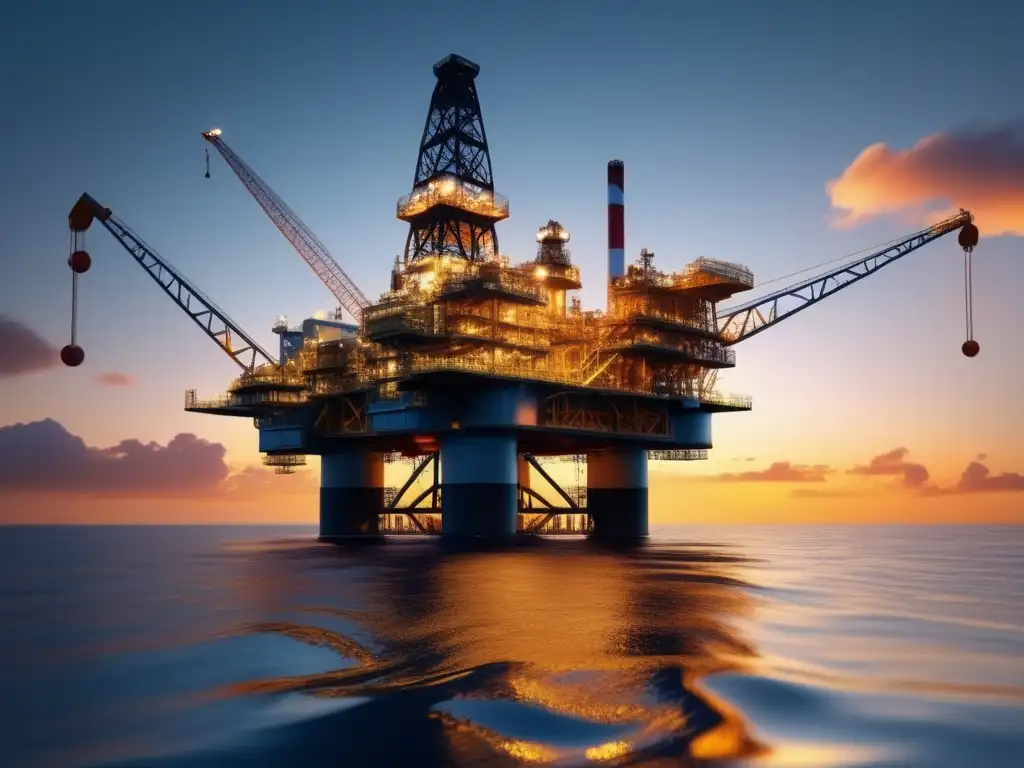 Majestuosa plataforma petrolera en alta mar Acciones petróleo y gas dominantes en rig de alta mar