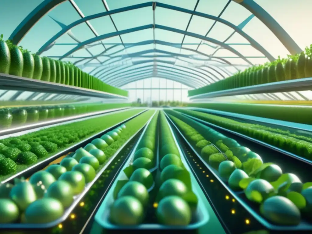 Paisaje agrícola futurista con granjas hidropónicas avanzadas Agricultura futurista y rentable: Estrategias Yield Farming para principiantes