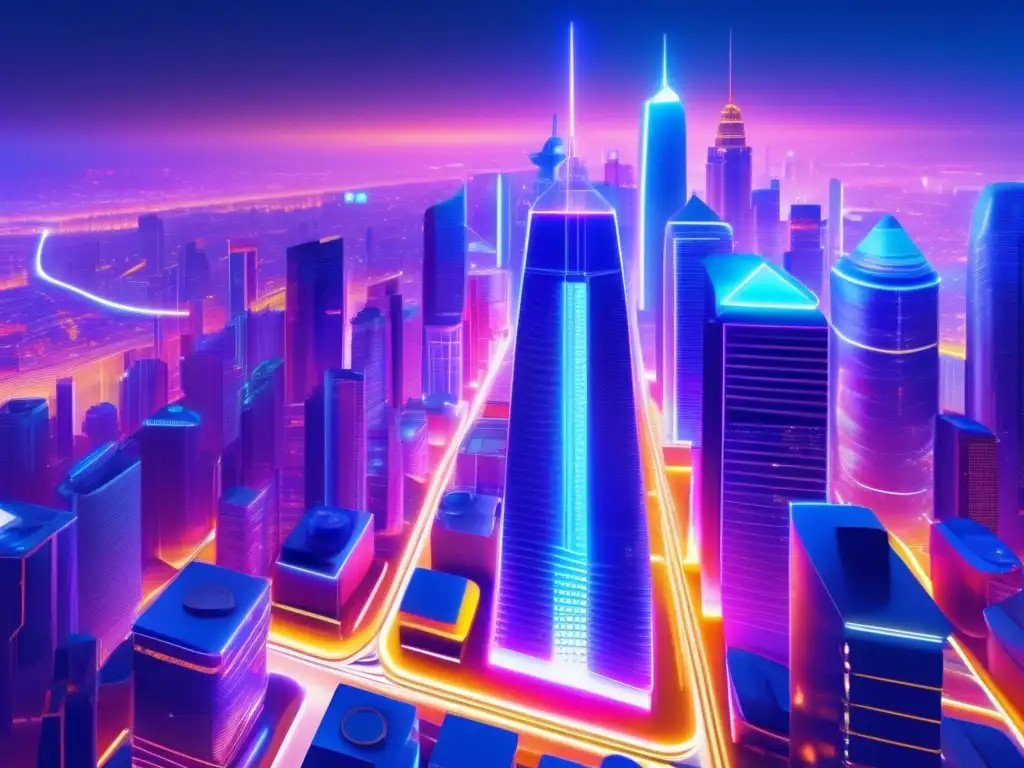 Futurista metrópolis con altcoins Altcoins: inversión inteligente en ciudad futurista