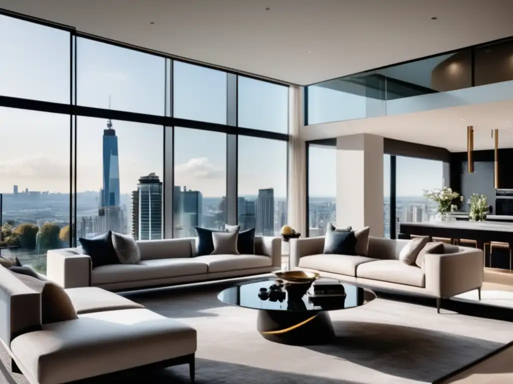 Lujoso salón con vista panorámica Amplio y moderno salón en propiedad residencial de lujo - Claves análisis propiedad invertir