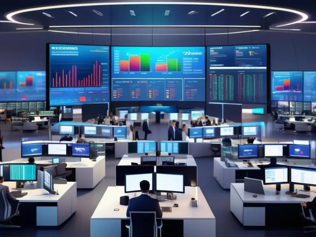 Escena financiera moderna con profesionales en acción Análisis de mercado y estrategias para preservar el valor de la cartera