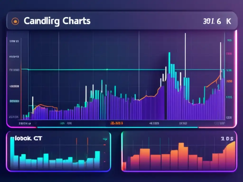 Plataforma de trading moderna con gráficos y análisis técnico Análisis técnico para inversiones: plataforma de trading 8k con gráficos, indicadores y diseño futurista