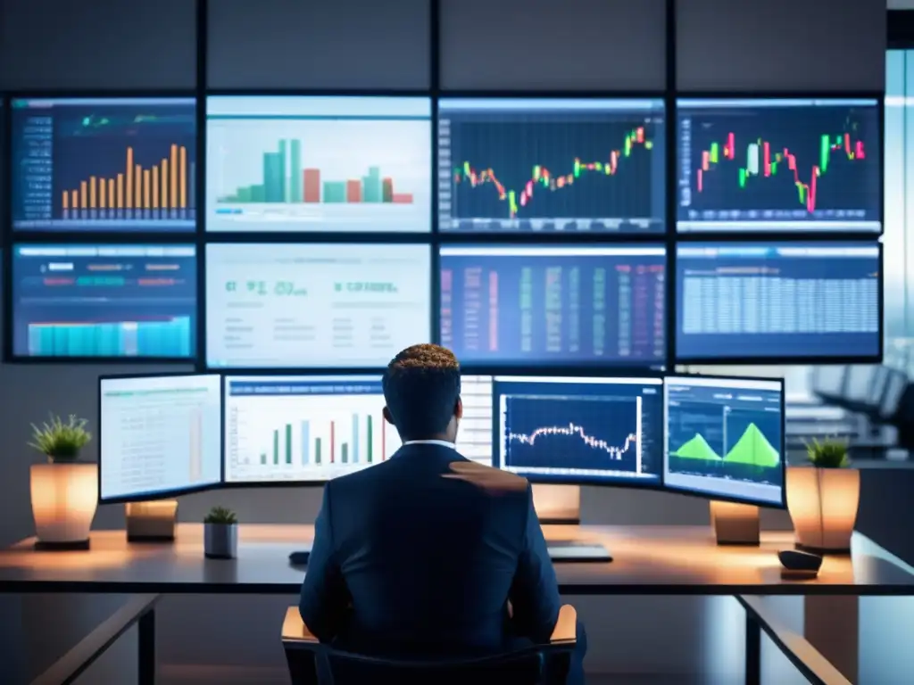 Analista financiero analizando datos de mercado Analista financiero evaluando fondos de inversión