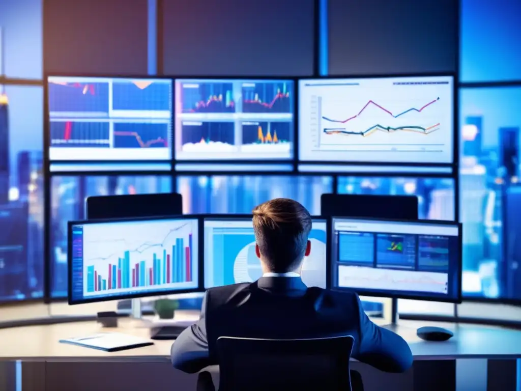 Analista financiero analizando datos Analista financiero analizando gráficos y tendencias del mercado