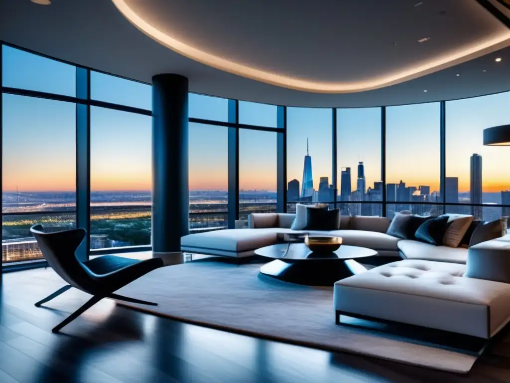 Penthouse de lujo con vista panorámica de la ciudad Apartamento de lujo con vistas panorámicas a la ciudad y detalles de diseño