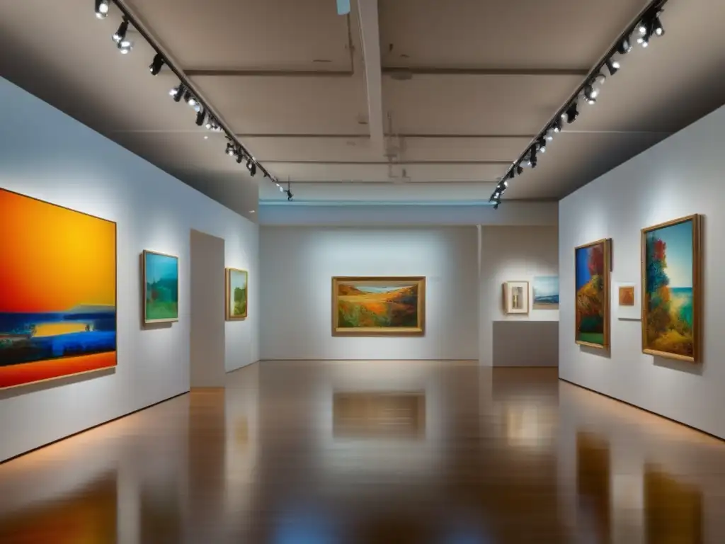 Exquisita galería de arte con obras y colecciones impresionantes Inversión: arte, objetos, colección, galería de arte moderno, cuadro vibrante, escultura cautivadora, exhibición histórica