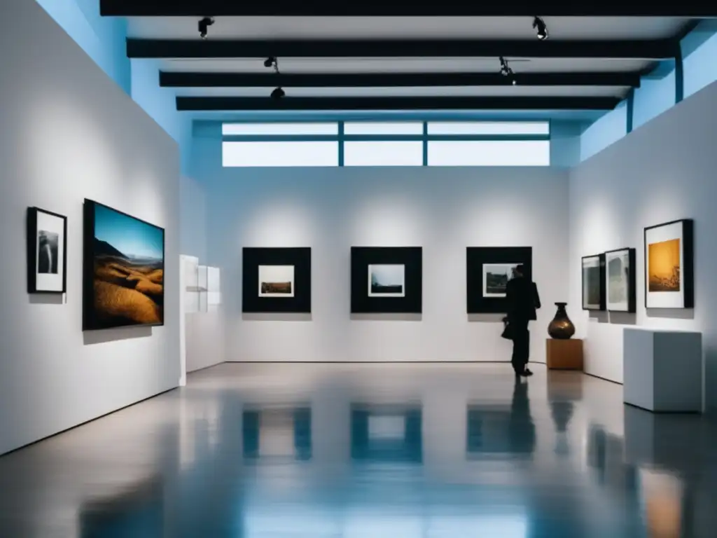 Arte valioso y diverso en galería Inversión en Arte y Objetos de Valor: Galería con obras vibrantes, esculturas y joyas exquisitas