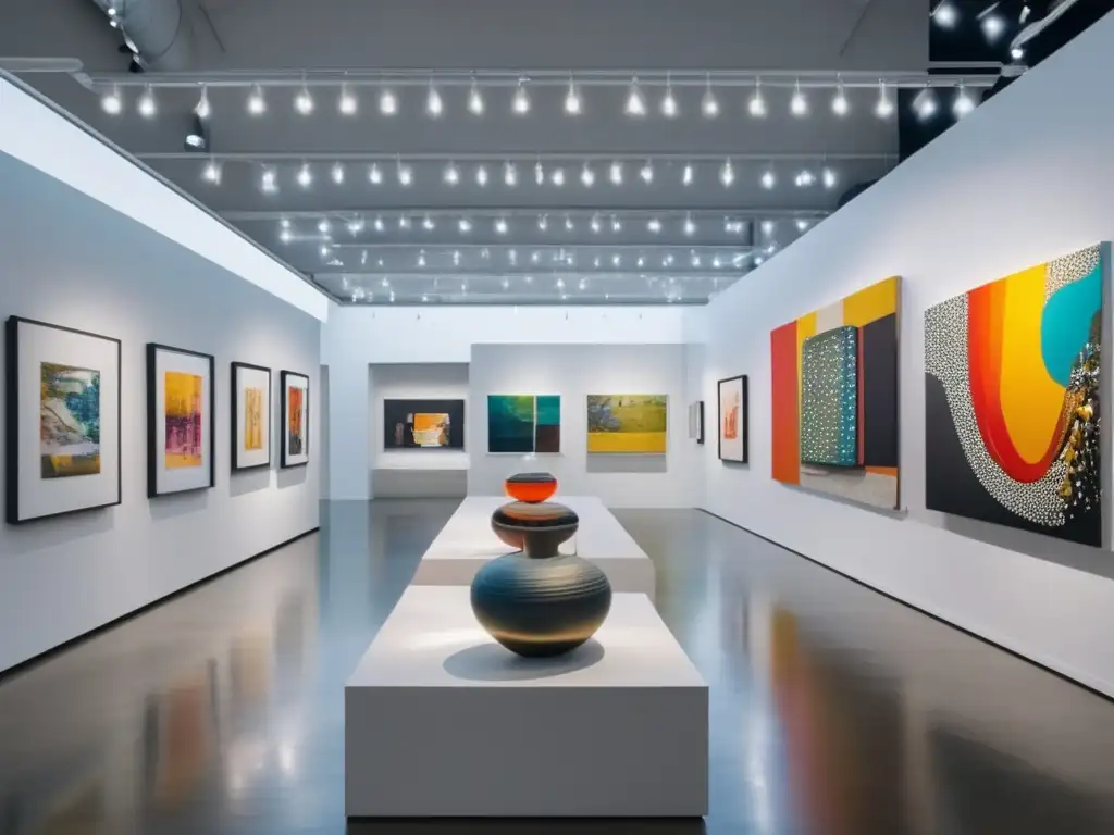 Galería de arte contemporáneo vibrante Galería de arte con obras contemporáneas que apoya a artistas emergentes