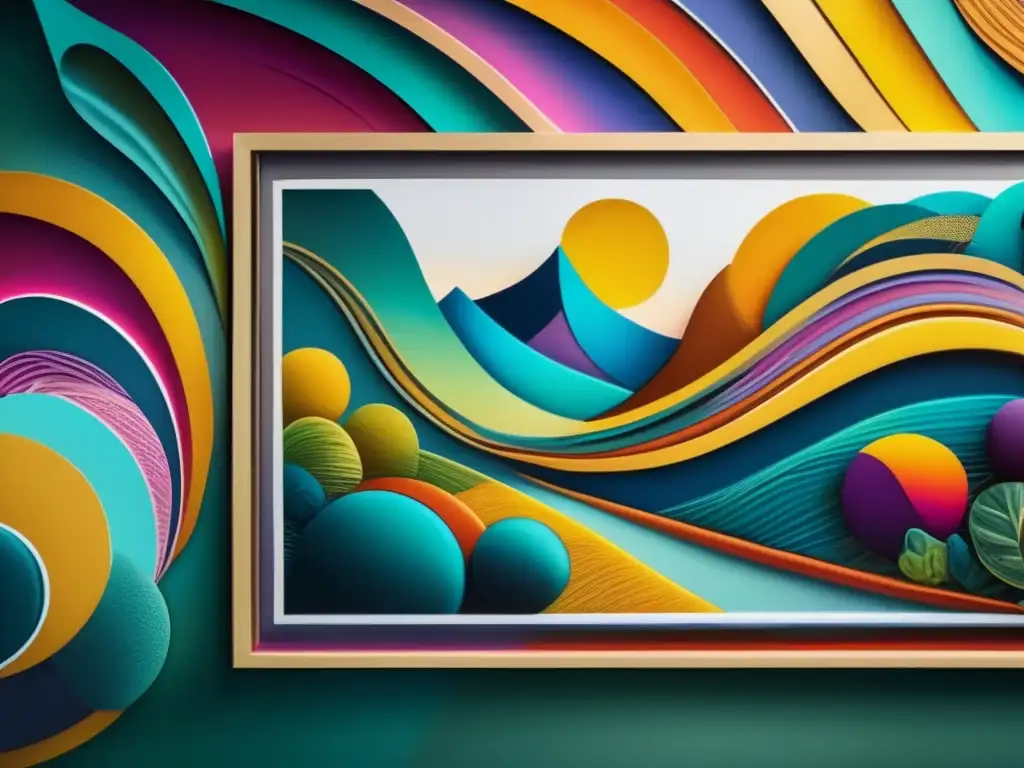 Obra de arte vibrante: Detalle de pintura en galería Invertir en arte con presupuesto limitado: Obra de arte vibrante y detallada, con colores y pinceladas audaces