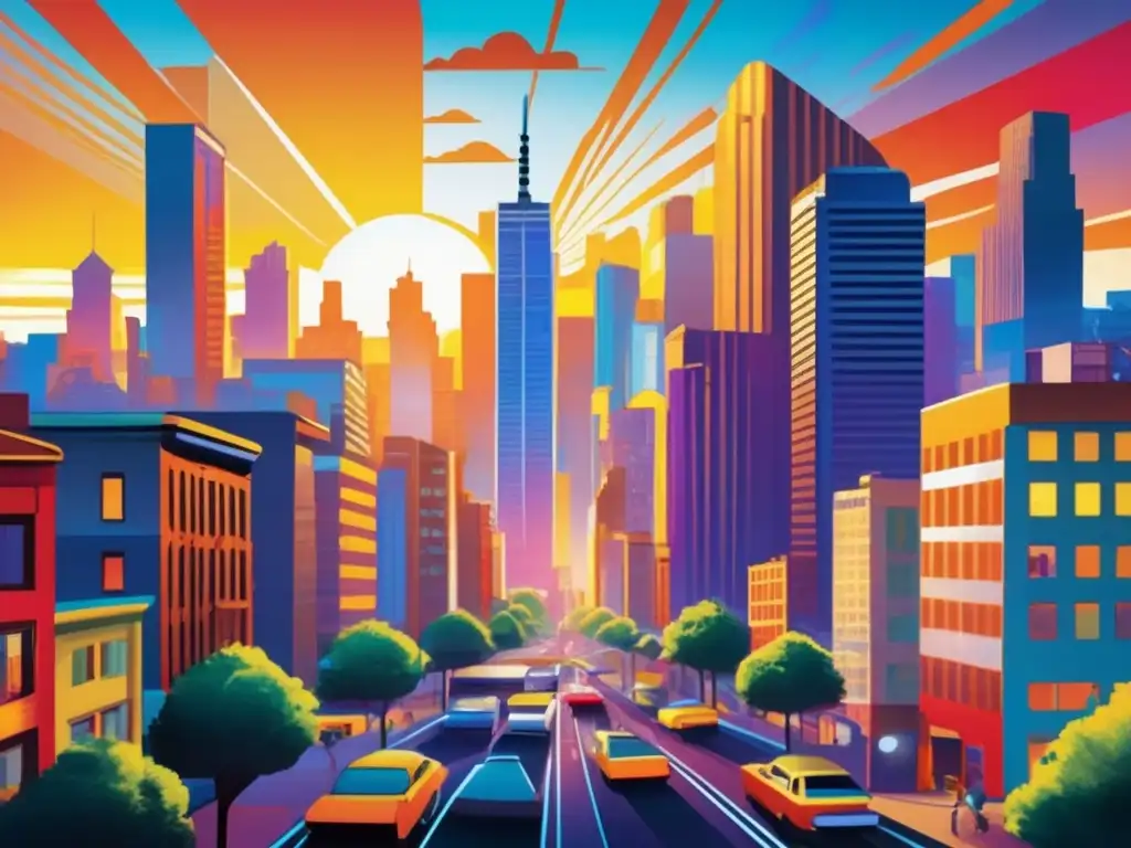Metrópolis vibrante y dinámica Arte urbano rentable en una metrópolis dinámica y vibrante