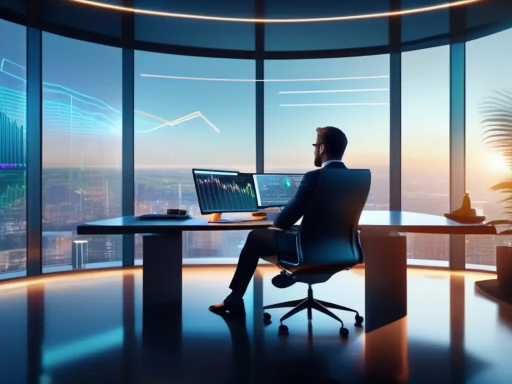Experto financiero analizando inversiones Asesor financiero analizando datos en oficina moderna - Estimación duplicación inversión regla 72