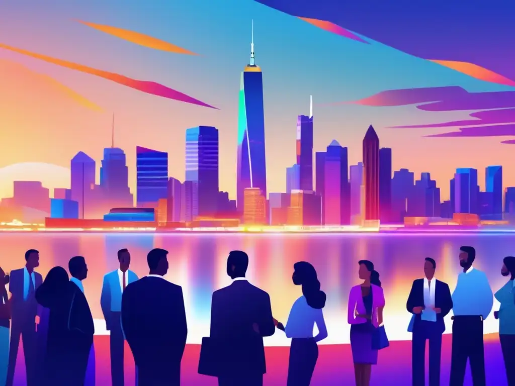 Skyline urbano al atardecer Asesores inmobiliarios para inversiones exitosas en una ciudad vibrante y moderna al atardecer