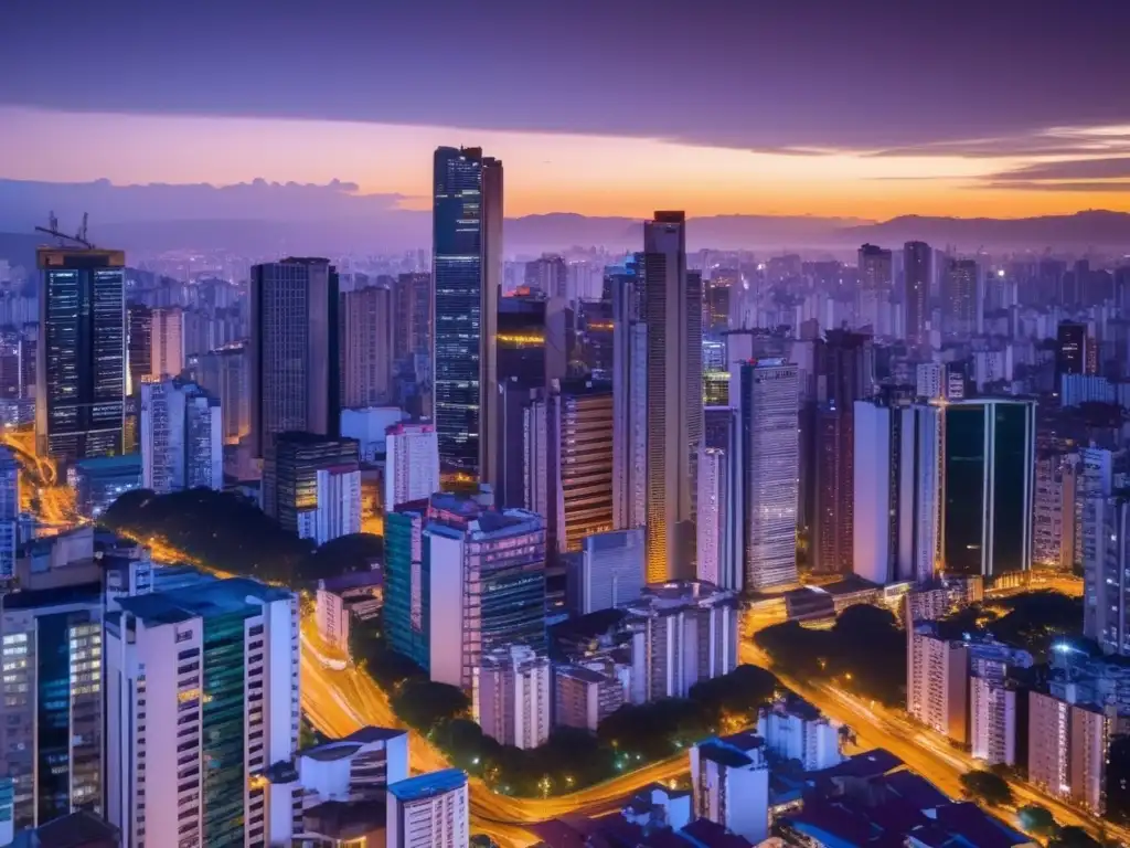 Impresionante skyline de São Paulo al atardecer São Paulo al atardecer: vibrante ciudad de Brasil, potencial para inversores