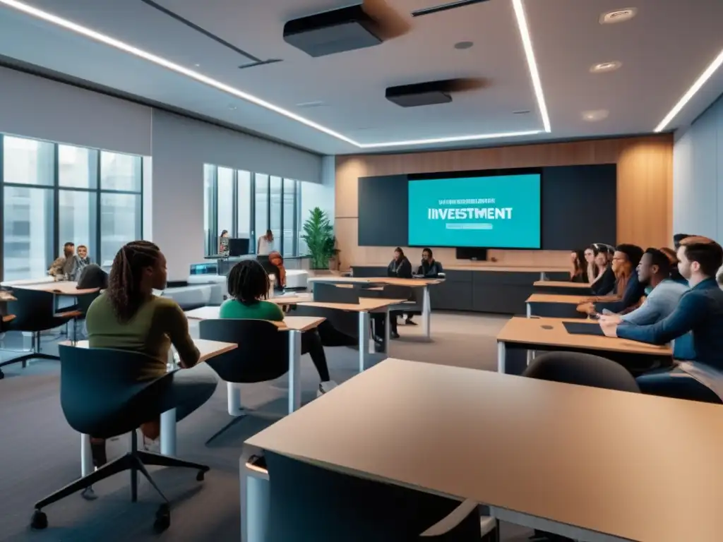 Aula innovadora de inversiones online Aula moderna de 8k con tecnología de vanguardia y motivación para cursos de inversión online