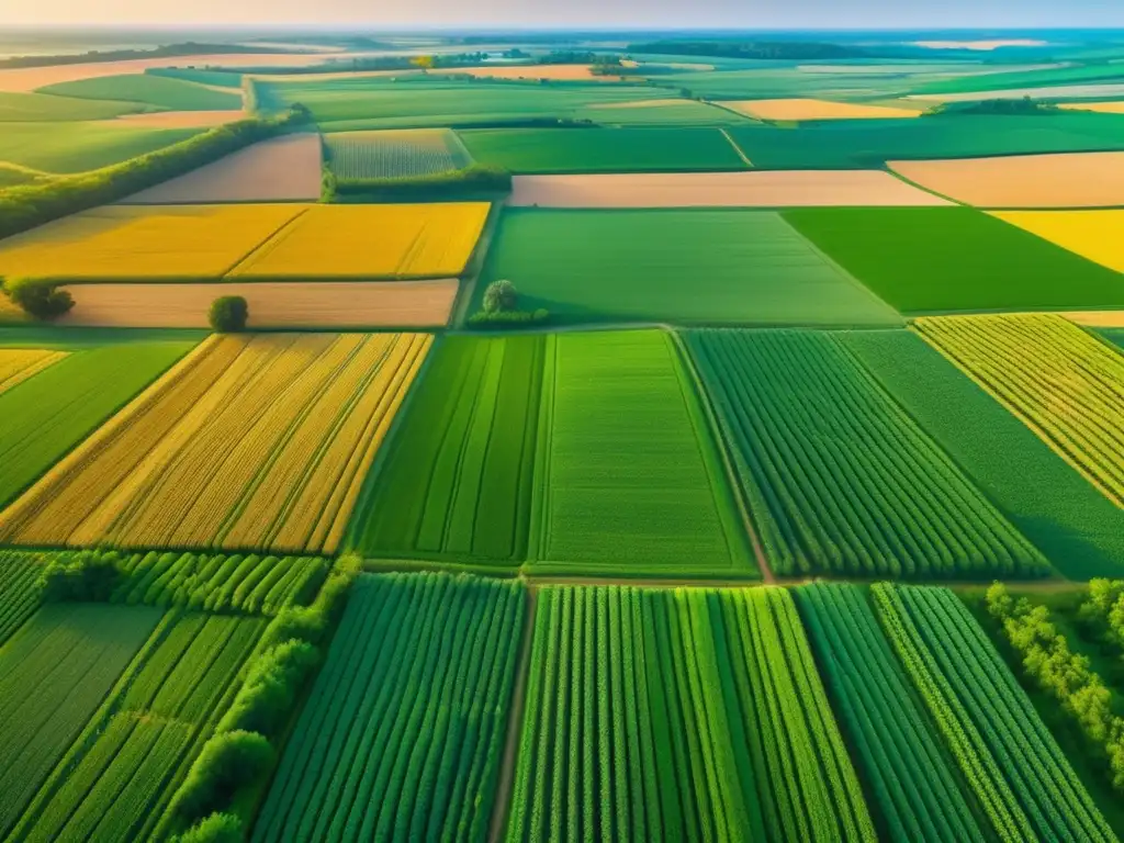 Paisaje agrícola vibrante: campos, cultivos y granja Beneficios de invertir en acciones agrícolas: paisaje agrícola vibrante, abundancia y crecimiento