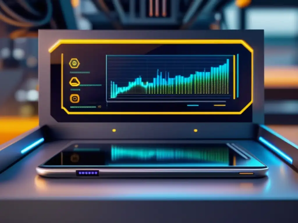 Mineria de criptomonedas móvil avanzada Beneficios de la minería móvil: imagen de alta tecnología y profesionalismo con dispositivo móvil y rig de minería