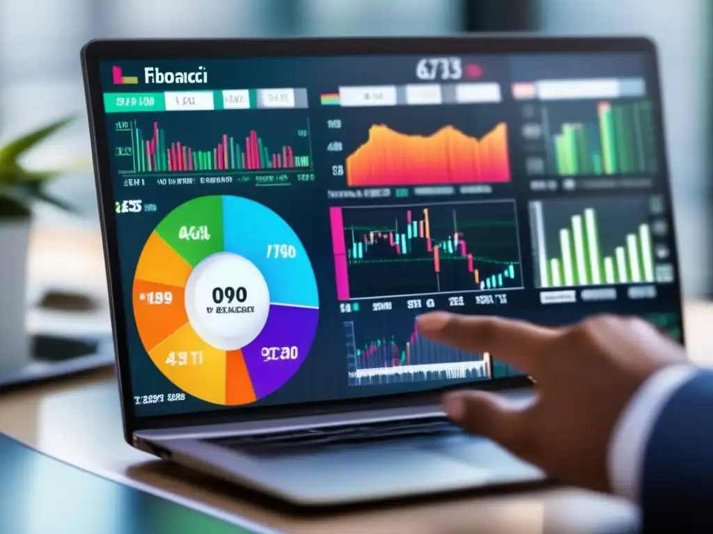 Pantalla de trading con gráficos y niveles de Fibonacci Beneficios de análisis Fibonacci en inversiones bursátiles