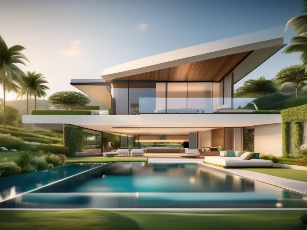 Espléndida casa familiar de lujo en entorno natural Beneficios invertir bienes raíces: Casa moderna lujosa, piscina exterior, jardines paisajísticos, sala elegante