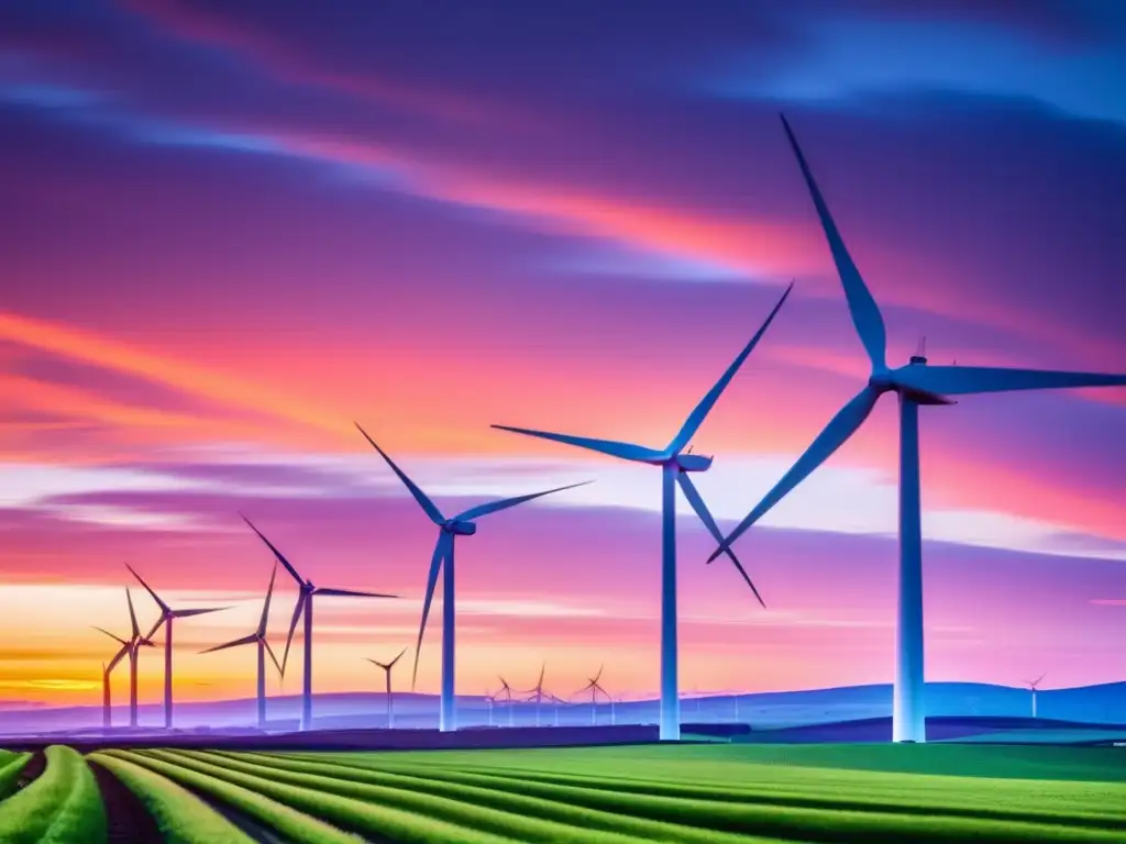 Farmacia de viento al atardecer Beneficios de los bonos verdes en la energía eólica al atardecer
