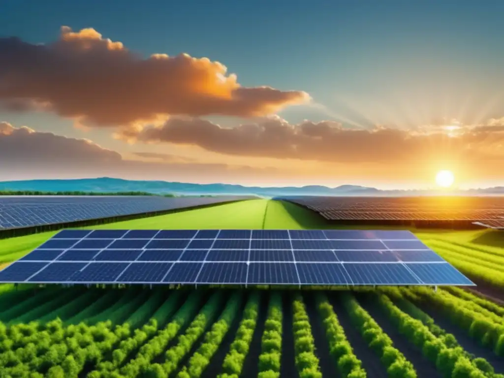 Campo verde con paneles solares Beneficios del crowdfunding en energías renovables