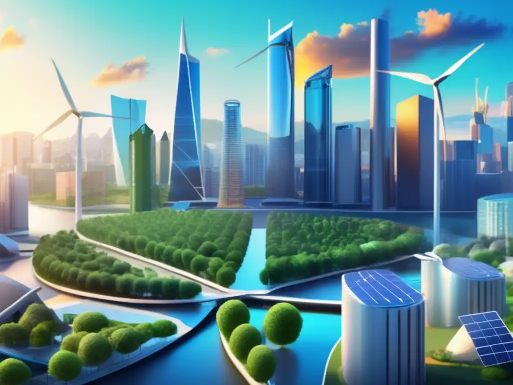 Ciudad futurista y ecológica: crowdfunding en energías renovables Beneficios del crowdfunding en energías renovables: Futuro sostenible, inversores diversos y progreso colaborativo