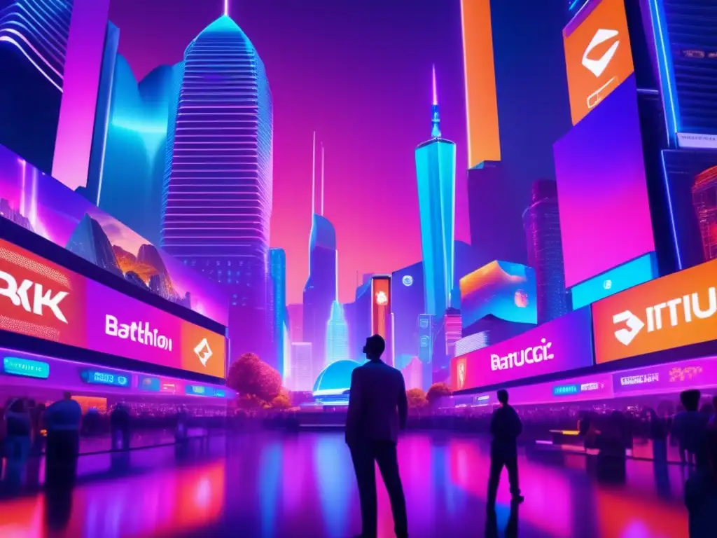 Impresionante ciudad futurista con criptomonedas Beneficios de invertir en Altcoins en la industria del entretenimiento