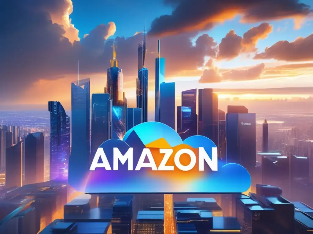 Futuro ciudad con nubes y tecnología en la nube Beneficios del cloud computing en inversiones: Futurista ciudad con nubes y tecnología en primer plano