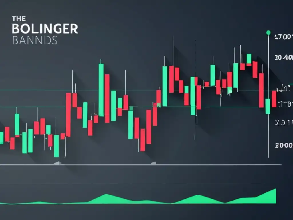 Gráfico moderno de Bollinger Bands y datos de mercado Beneficios de Bollinger Bands en mercados volátiles: gráfica moderna y sofisticada con líneas envolventes indicando límites de volatilidad