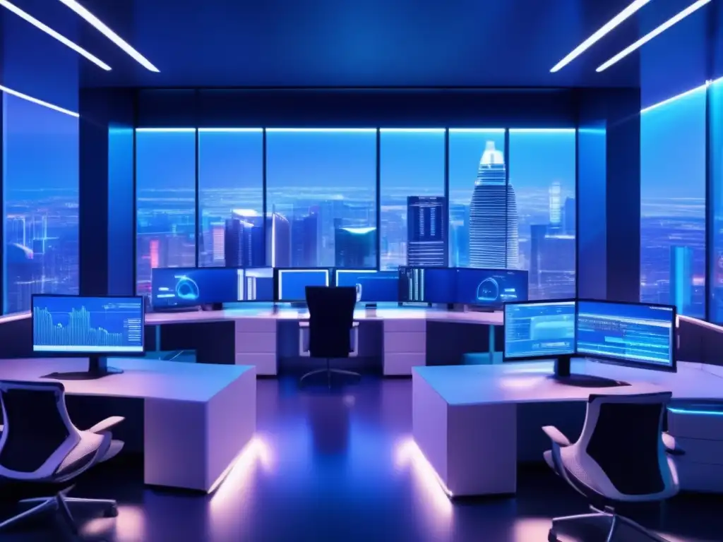 Trading room moderno con pantallas de alta tecnología Beneficios y riesgos de usar bots en trading