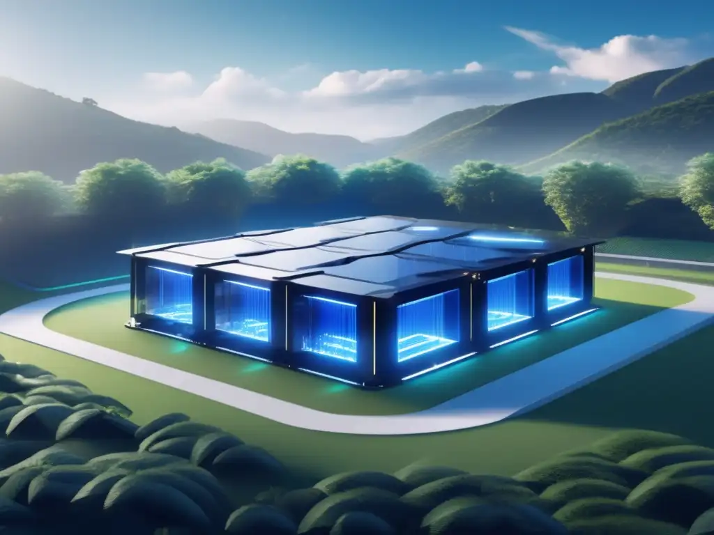 Instalación minera futurista con tecnología blockchain Beneficios de la tecnología Blockchain en minería de criptomonedas