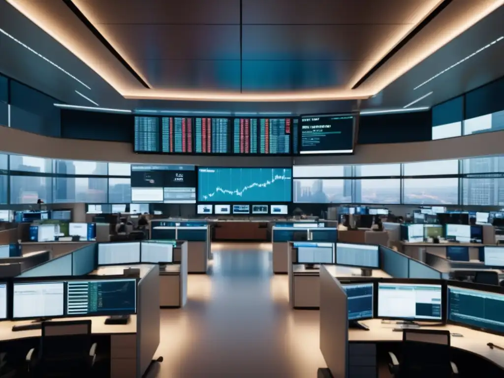 Éxito en el comercio de algodón: moderna sala de operaciones Beneficios trading algodón: imagen 8k detallada muestra éxito financiero en moderna sala de operaciones con traders analizando datos y discutiendo