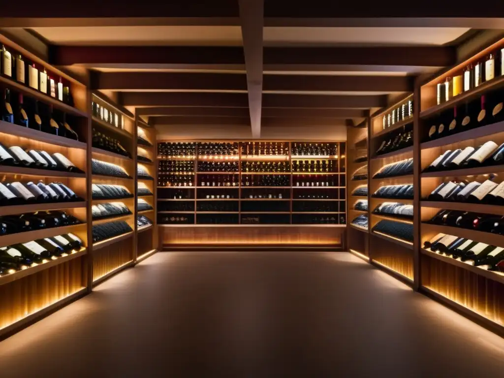 Bodega de vinos de lujo Beneficios invertir en vinos y licores: bodega exquisita, botellas organizadas y elegantes, lujo y exclusividad
