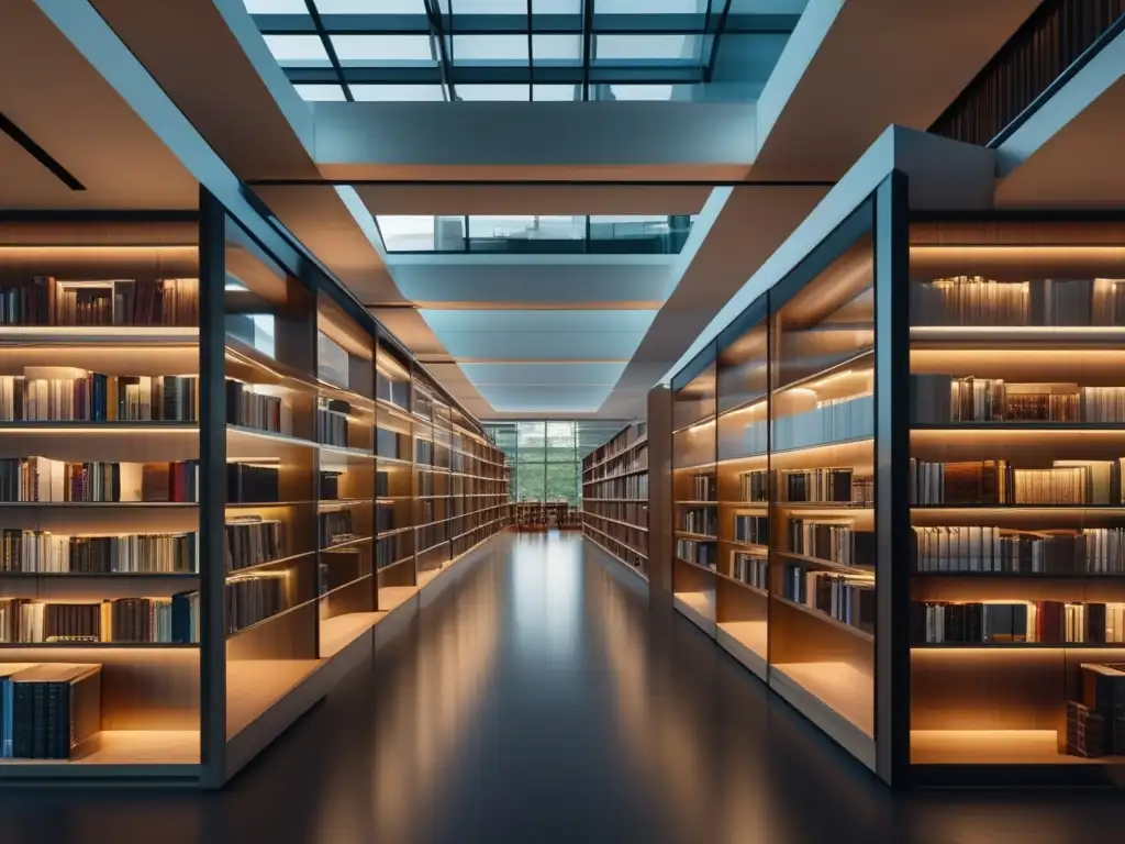 Biblioteca moderna con libros organizados Biblioteca moderna con libros de inversión recomendados Wall Street