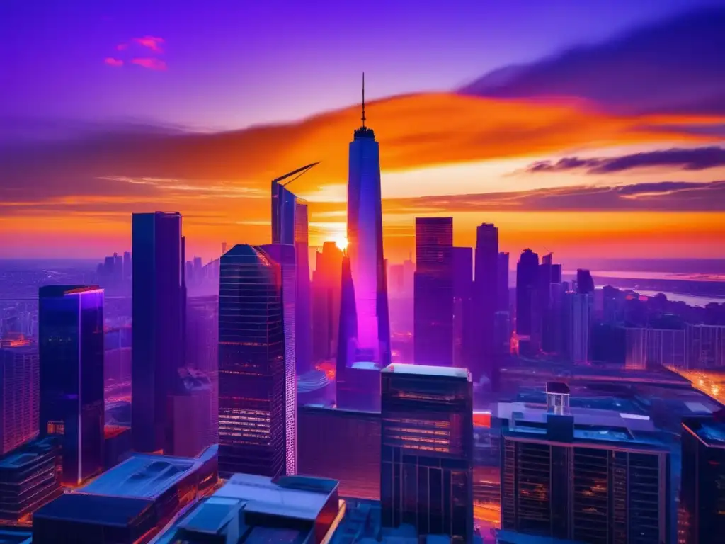 Ciudad moderna al atardecer: inversión inmobiliaria Invertir en bienes raíces con poco dinero en una vibrante ciudad al atardecer