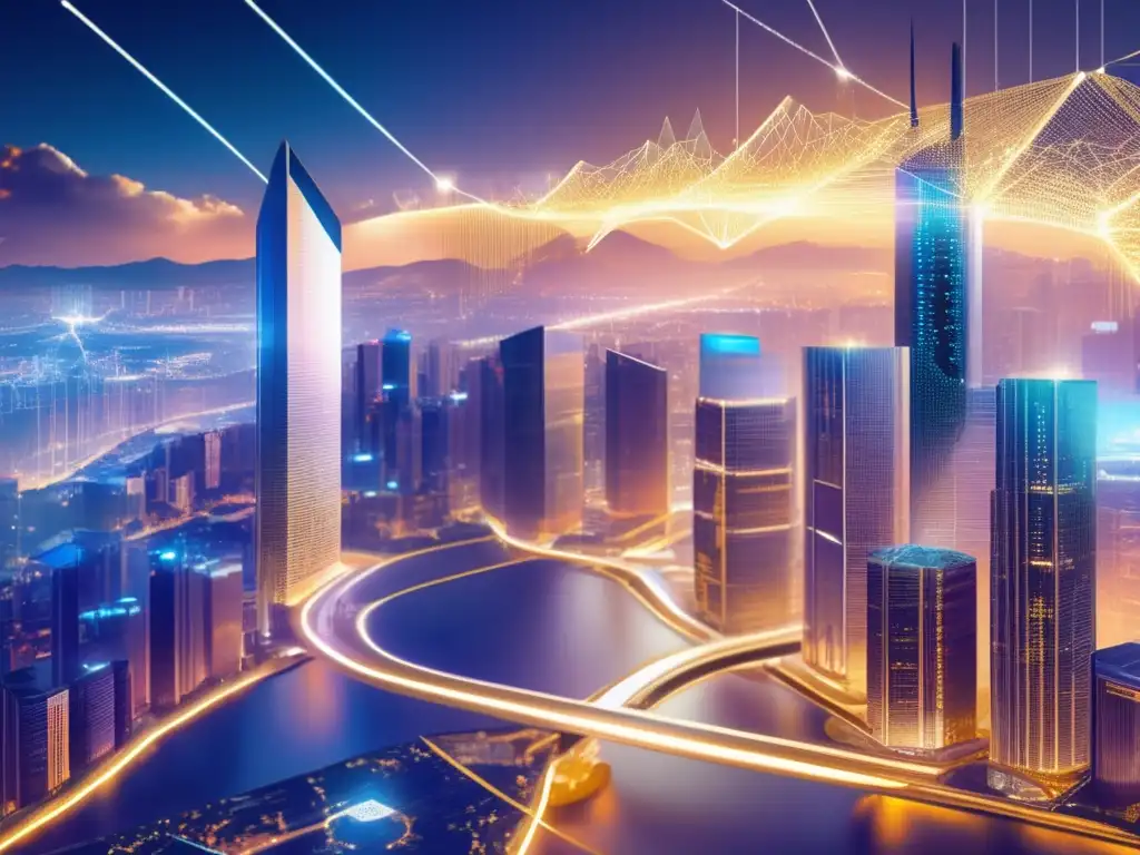 Conexión futurista entre el mundo real y las criptomonedas Ilustración 8k de oráculos blockchain para criptomonedas