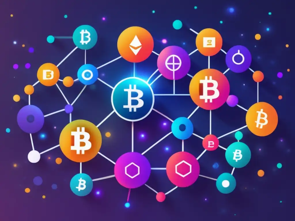 Red de nodos interconectados: tecnología blockchain Desentrañando Blockchain: Revolución financiera asegurada - Red de nodos interconectados representando tecnología blockchain