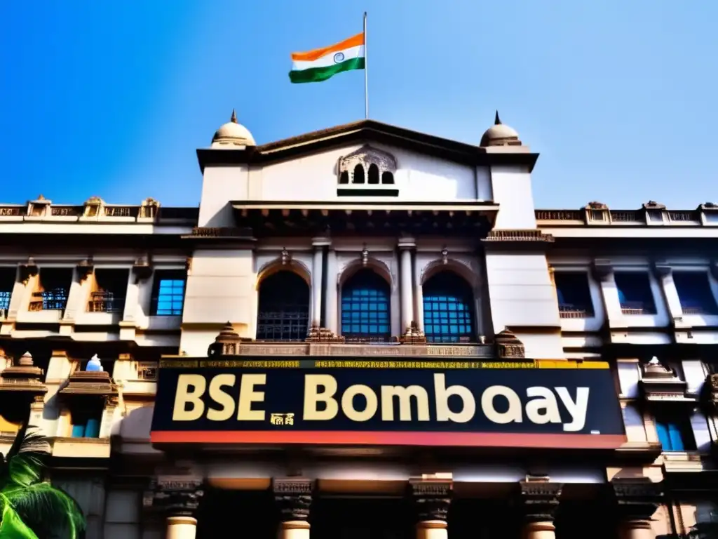 Bombay Stock Exchange: Grandeza financiera en Mumbai Bolsa de Bombay: la grandeza y energía de la arquitectura histórica y el mercado financiero de India