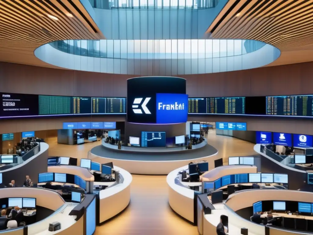 Bolsa de Frankfurt: Traders y arquitectura moderna Bolsa de Frankfurt, inversión y crecimiento en la imagen