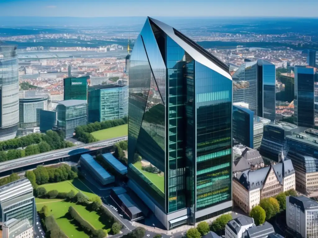 Vista aérea impresionante de la Bolsa de Frankfurt Bolsa de Frankfurt: crecimiento e inversión en la imagen de la emblemática sede reflejando la ciudad y su dinamismo