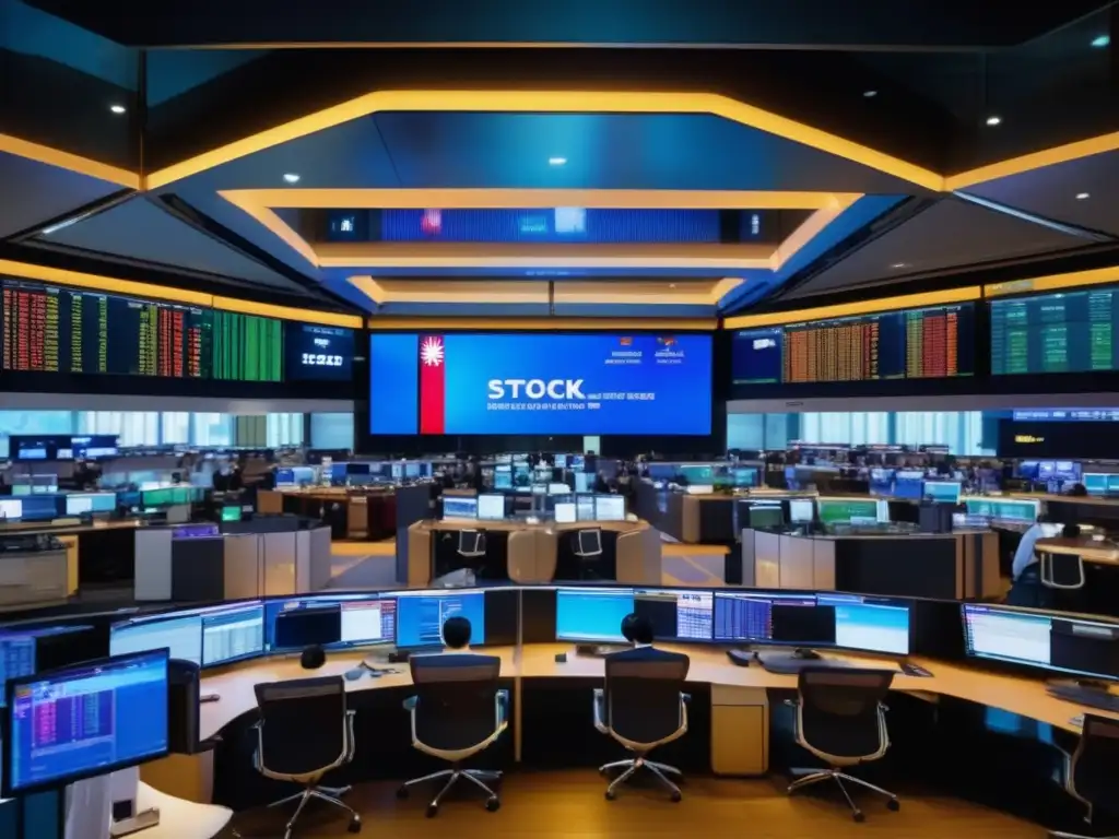 Trading floor vibrante de la Bolsa de Tailandia Bolsas asiáticas emergentes en vibrante trading floor del Stock Exchange de Tailandia
