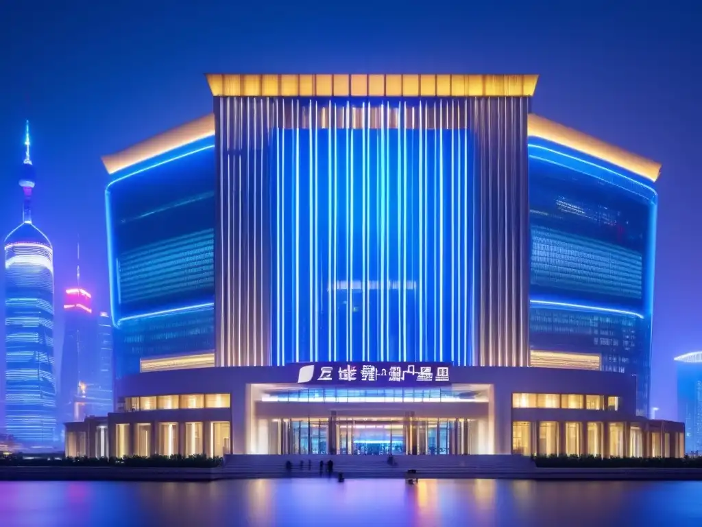 Edificio de la Bolsa de Shanghai de noche Bolsas de valores influyentes mundo: Shanghai Stock Exchange de noche, reflejando la energía y el impacto del mercado chino