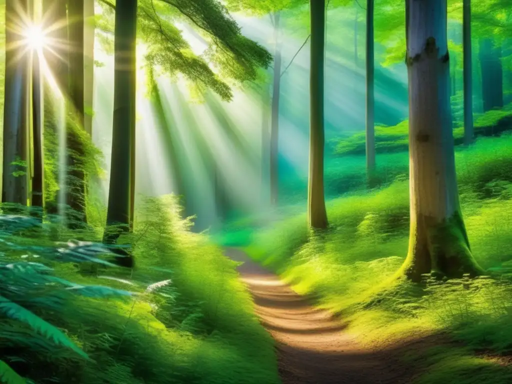 Bosque verde en plena vida Bosque verde exuberante con árboles gigantes y flores silvestres - Marco legal de bonos verdes