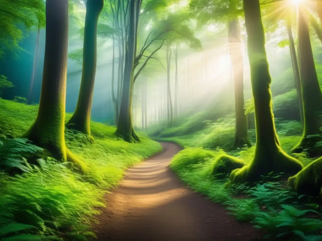 Bosque verde exuberante: promoviendo la conservación ambiental Bosque verde y majestuoso, promoviendo bonos verdes genuinos