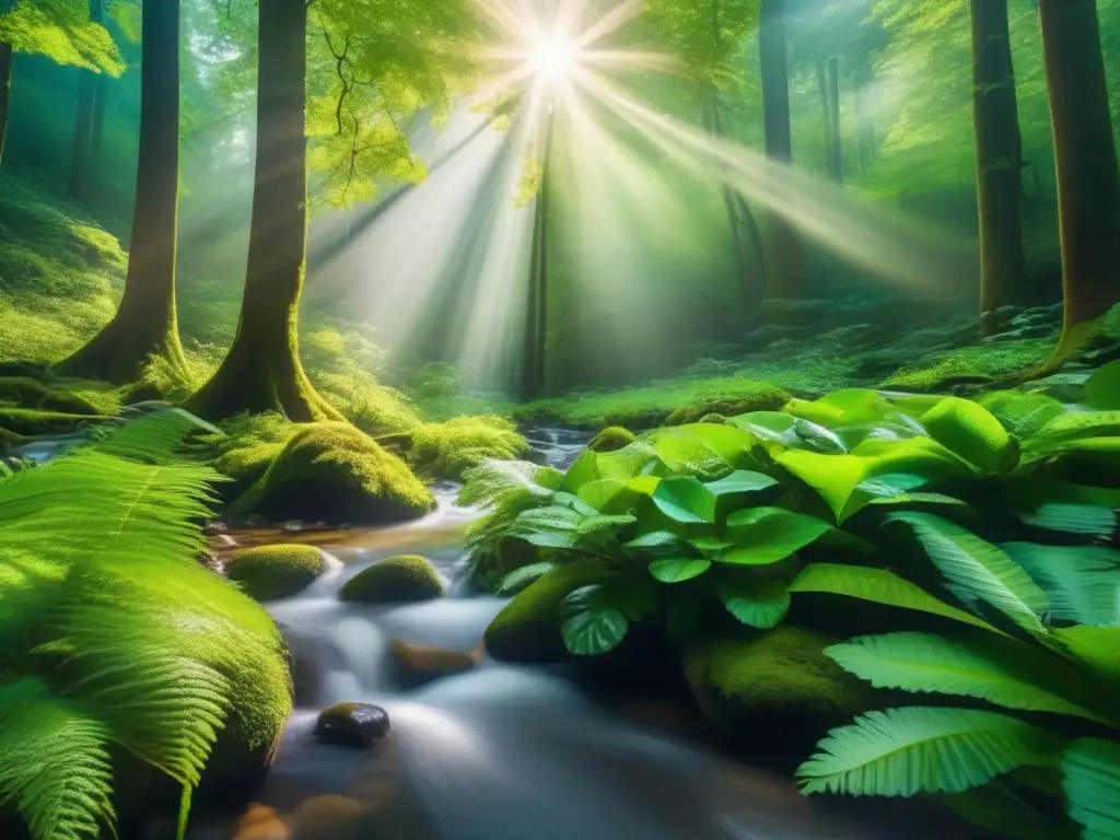 Bosque verde exuberante con río cristalino Bosque verde vibrante, inversión en bonos verdes