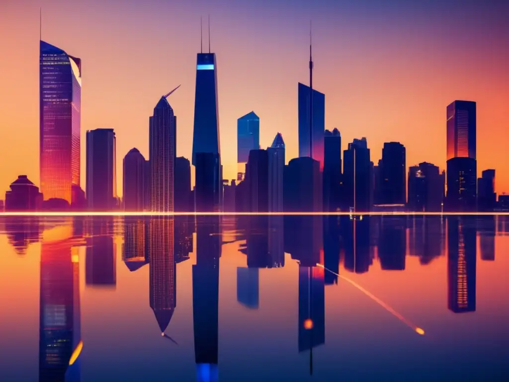 Ciudad moderna refleja crisis financiera Burbuja inmobiliaria 2008: ciudad futurista, crisis financiera y ruptura de cadenas