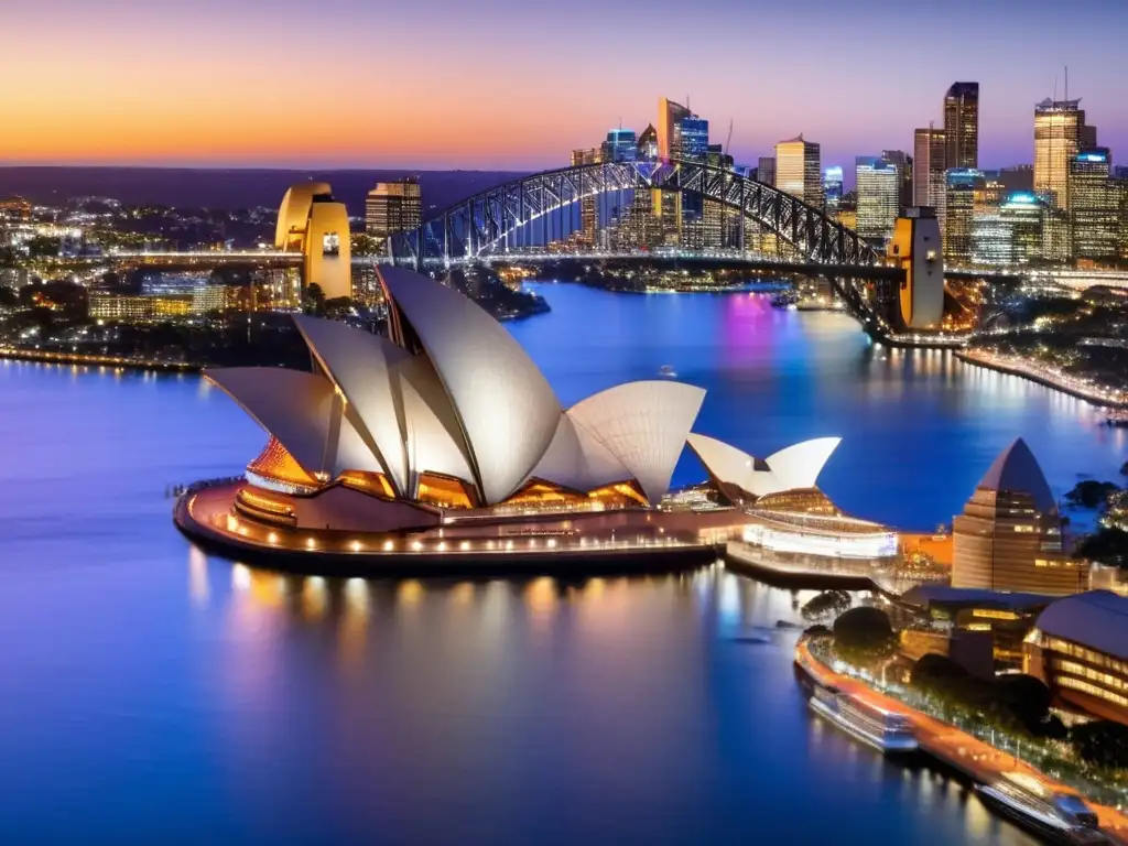 Skyline moderno de Sydney al atardecer Skyline Sydney, Opera House y cambios legales inversiones Australia