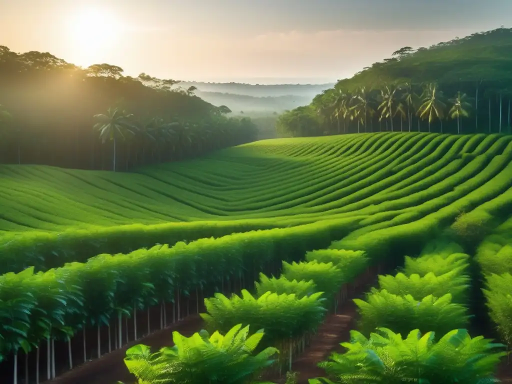 Plantación de caucho dorada y detallada Plantación de caucho natural, beneficios de invertir (110 caracteres)